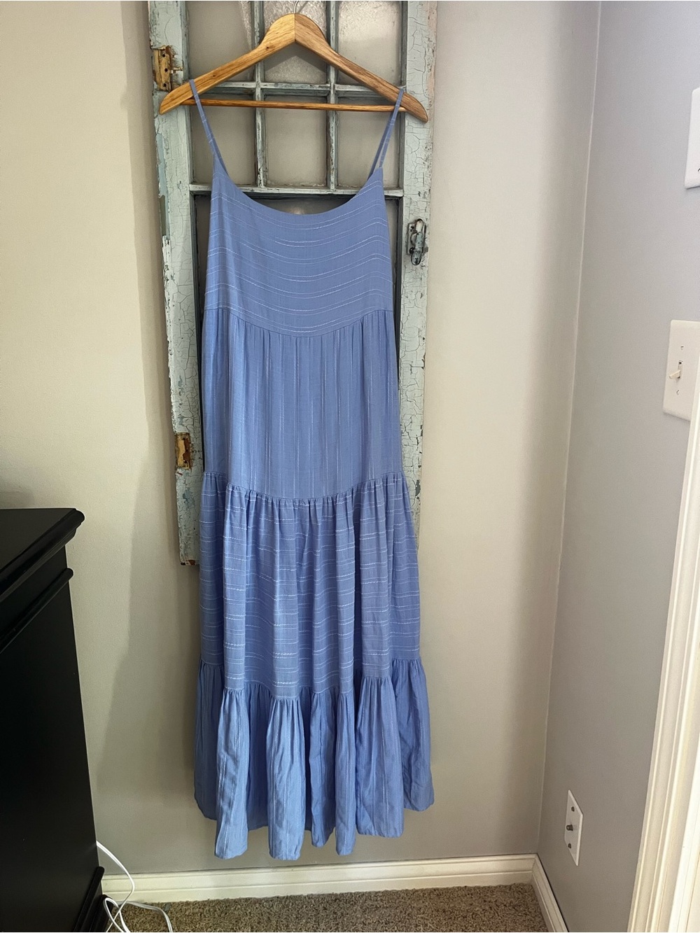 Haute Hippie Sky Blue Spaghetti-Strap Tiered Maxi Dress